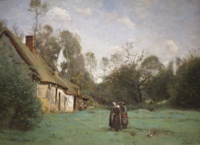 Thatched Cottage in Normandy by Jean Baptiste Camille Corot
